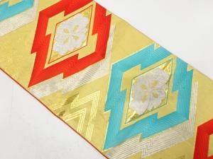 アンティーク　松皮菱に花菱模様織り出し袋帯（着用可）